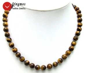 8mm Round Brown Natural Yellow Tiger's Eye 17" Chokers NECKLACE fpr Women-n5648 - Picture 1 of 6