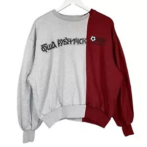 Gosha Rubchinskiy Sweatshirt XS Oversized Grey Burgundy Split Rave Football - Picture 1 of 19