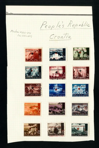 People's Republic of Croatia Stamps Overprints, Minkus #226-242 Cover