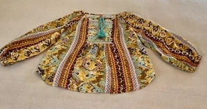 NWT Jak & Peppar Girls 10 ‘Chloe Peasant’  Boho Blouse Top ‘Golden Girl Motif’ - Picture 1 of 6