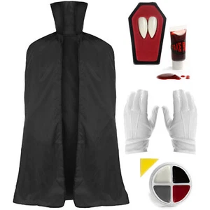 MENS 5PC VAMPIRE HALLOWEEN COSTUME ADULT FANCY DRESS COUNT DRACULA - Picture 1 of 7