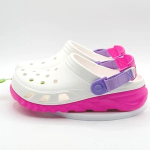 Crocs Duet Max II Clog White Pink Size 4 Big Girl (4J) Adjustable Strap Kids NEW - Picture 1 of 5