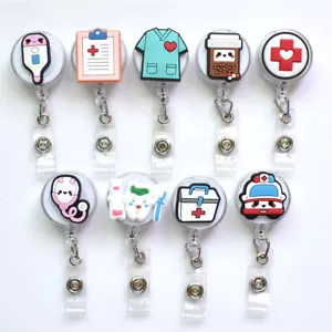 Bling Badge Reel Pull Keychain Retractable ID Holder Security Card Belt Clip UK - Picture 1 of 39