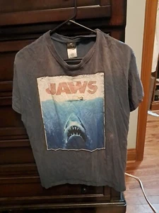 Vintage Universal Studios Jaws Movie Promo Double Sided Duh Duh Shirt Sz L - Picture 1 of 8