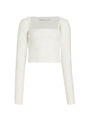 Женский кардиган Alice + Olivia Luetta цвета слоновой кости укороченный топ размер M - Изображение 1 из 4