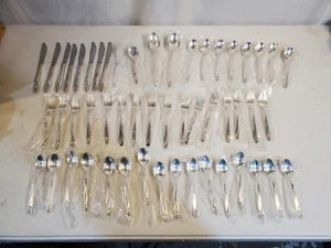 International Deep Silver Flatware Rose Pattern 52 Pieces Service for 8 - Picture 1 of 7