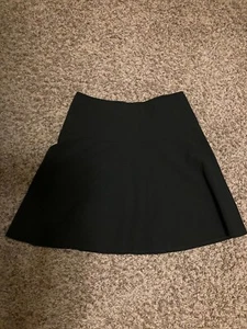 Express Design Studio A Line Skirt 6 Solid Black Zip Back Flare Career Work Midi - Picture 1 of 3