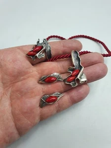 Wunderschöner handgefertigter massiver Silberring, Anhänger & Ohrringe Set - Bild 1 von 10