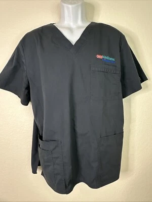 Cherokee Mens Size M Gray V-neck Pocket Scrub Top HEB Wellness - Image 1 of 4