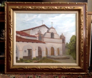 Oil Painting California Mission San Antonio de Padua Monterey Co., CA Framed - Bild 1 von 10
