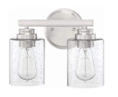 Tocador artesanal Bolden 2 luces en níquel pulido cepillado, 50502-BNK **NUEVO** Foto 1 de 2