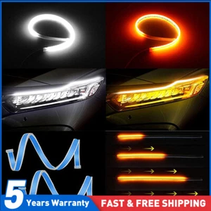 Pair Car LED Strip Turn Signal DRL Daytime Running Light Sequential Indicator UK - Picture 1 of 11