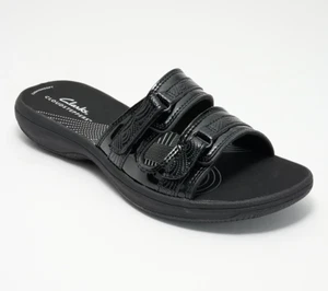 Clarks Breezey Eve Black 2-Strap Sandal Women's sizes US 5-12 NEW!!! - Picture 1 of 1