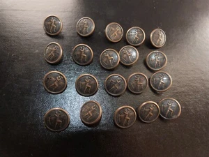 20 vintage button lot relief metal football player copper bronze tone 5/8" #41 - Picture 1 of 12