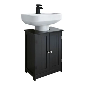 Black Bathroom Under Sink Cabinet With 2 Door Under Sink Storage 2 Shelves - Picture 1 of 7