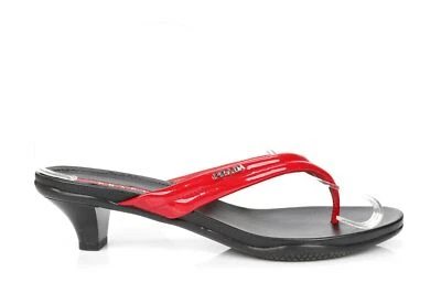 Prada Womens 268005 Patent Leather Red Thong Slide Mule Sandals Size 38.5 - Image 1 of 4