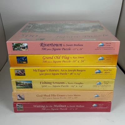 Sunsout Puzzle Lot of 6 New Sealed Nature Scenes - Image 1 of 3