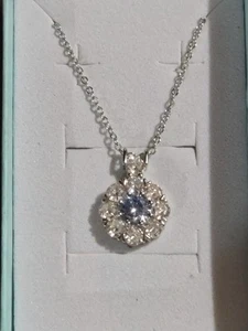 Ryze 925 SS Corn Flower Blue With White Frost CZ Necklace 18" W/2" Extension  - Picture 1 of 4
