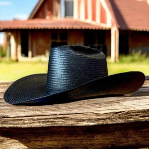 Bailey Cowboy Hat Mens Black Desert Night 10X Straw Western Hat Size 7 - Picture 1 of 14