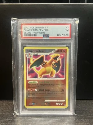 PSA 7 2007 Pokémon Secret Wonders Charizard Reverse Foil Graded Slab TCG Card. - Image 1 of 2