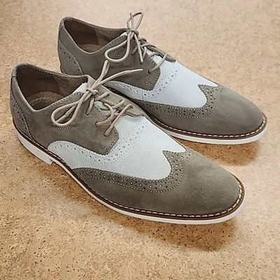 Oxford masculino de camurça Stacy Adams ponta das asas tamanho 9.5 areia marfim novo na caixa - Imagem 1 de 4