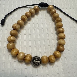 Wooden bead bracelet for men women, saint bracelet, wood bracelet. St Benedict - Picture 1 of 2