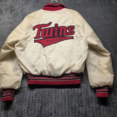 Vintage 1987 Minnesota Twins World Series Champs Jacket Men’s M White Satin J&L - Image 1 of 4
