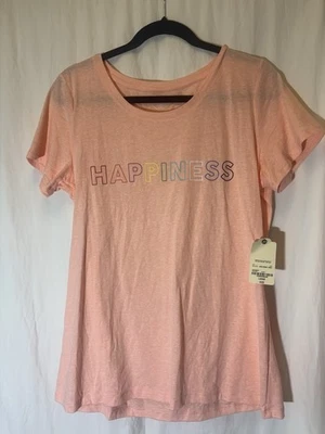 Camiseta Happiness Gráfica Rosa Manga Corta Talla Grande Nueva Con Etiquetas HH16 Foto 1 de 4