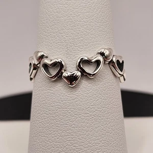 NEW 925 Sterling Silver Hearts Ring 4.5mm Size 6 - Picture 1 of 15