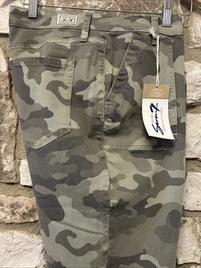 Pantalone donna Seven7 taglia 16 utility alla caviglia skinny mimetico elasticizzato verde nuovo con etichetta - Foto 1 di 6