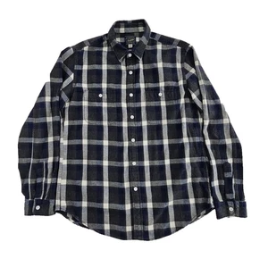 J.Crew Sportsman Outfitter Men's L Navy Blue Plaid Button Down Long Sleeve EUC - Picture 1 of 17