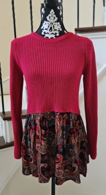 SUÉTER CON VOLANTES ROSA WESTBOUND FONDO PAISLEY TALLA S Foto 1 de 2