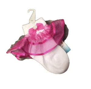 Sockengröße 0/0 (passt Kleinkind Schuh 1-4) fuchsia Kleid Spitze Rüschen Festzug Socken Neu mit Etikett - Bild 1 von 3