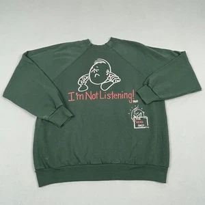 Sudadera Vintage Freeze Para Hombre Grande Verde No Estoy Escuchando Impresión Logotipo MFG LS - Imagen 1 de 15