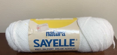 Brand New Natura Sayelle Yarn White # 1 Dupont Orlon Acrylic 4-Ply Worsted - Image 1 of 3