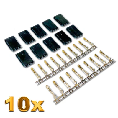 ✅ 10 Stück Female Servo Stecker Vergoldet SH Futaba Robbe kompatibel Crimp 3 Pin - Bild 1 von 4