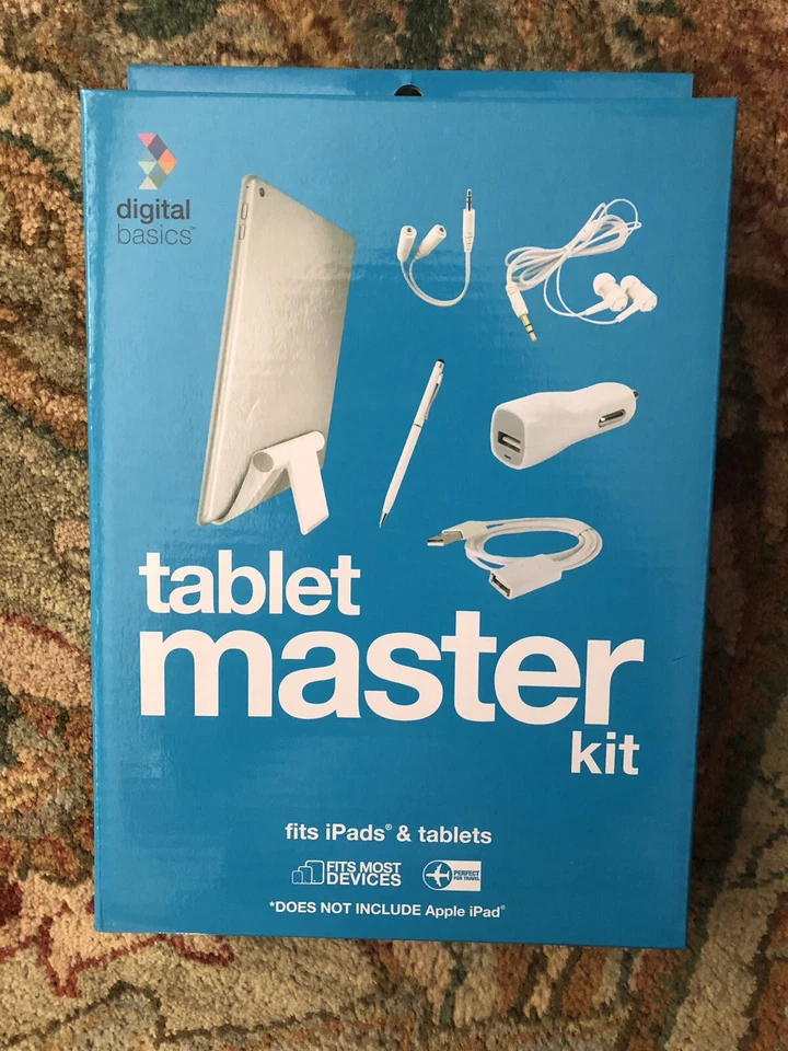 Digital Basics Tablet Master Kit Stand Splitter Stylus Earbuds Car Charger - Image 1 of 1