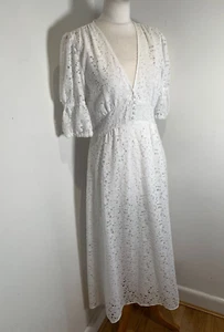 Ghost Ebba Lace Floral Midi Dress Small S VGC maxi smock ruffle button - Picture 1 of 11