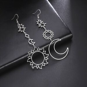 Star Sun Moon Earrings Long Statement Earring Fashion Stainless Steel Jewelry