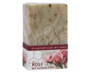 4x Rosen Honigseife mit echten Rosenblüten Pflanzliche Natur Honig Stück Seife - Bild 1 von 1