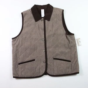 Talbots Vest Women's Medium Brown Button Zip Sleeveless Jacket NWT - Picture 1 of 8