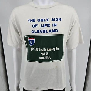 Vintage Early 1990s Jerzees "The Only Sign of Life In Cleveland" T-Shirt (XL) - Picture 1 of 13