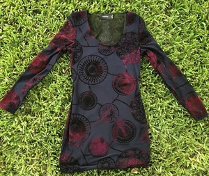 Mink pink Dress Medium Velvet Navy Blue & Maroon - Picture 1 of 8