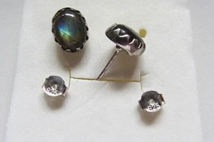 St Paul's island, Labradorite and Sterling Silver Stud Earrings - Picture 1 of 8