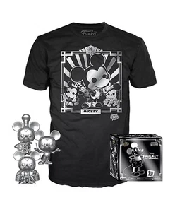 Funko Pop! 3 Pack & Tee: Disney - Mickey's 90th T-Shirt and Silver Steamboat LRG - Picture 1 of 4