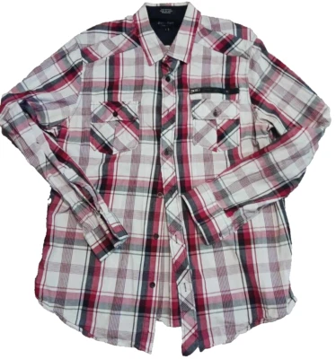 Eighty Eight Platinum Shirt Mens Large White Red Black Long Sleeve Button Cotton - Image 1 of 4