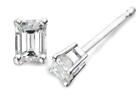 1.00Ct D If Vg Emerald Cut Diamond Solitaire Stud Earrings Set In Platinum