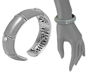$1,100 John Hardy Talla S Gris Esmalte Bambú Plata Esterlina Puño Patada Nuevo con Etiquetas - Imagen 1 de 9