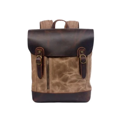 Восковой холщовый и кожаный повседневный рюкзак - Изображение 1 из 4