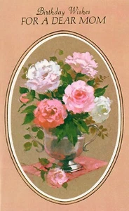 Tarjeta de FELIZ CUMPLEAÑOS artesanal oxidada vintage PARA MAMÁ, rosas, letras doradas + sobre - Imagen 1 de 6